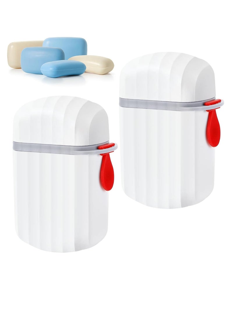 A small, reusable white plastic soap dish with a lid, perfect for the bathroom, gym, hiking, camping, and travel. - Image 1